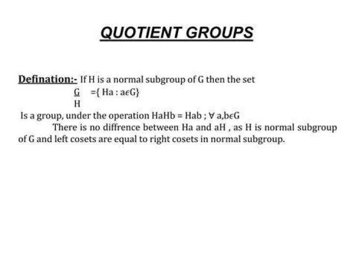 Normal Groups and Quotient Groups
